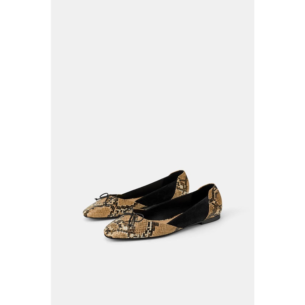 zara ballet faux snake print flats